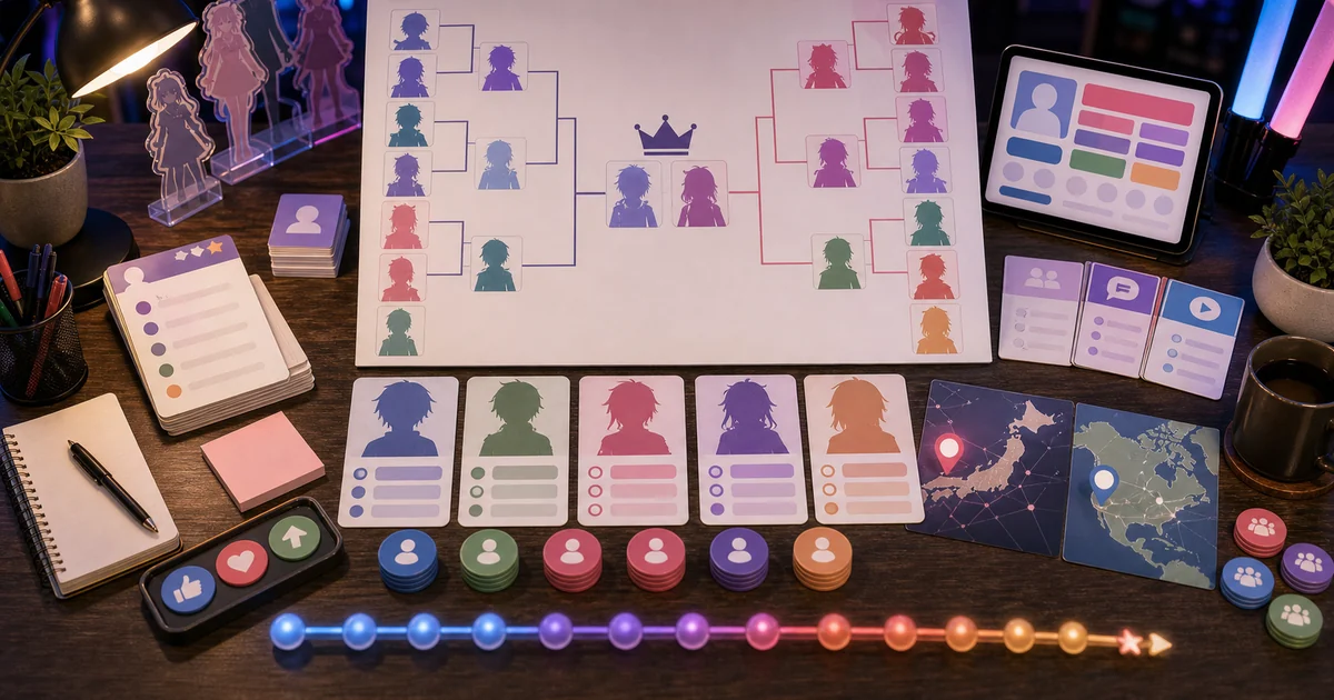 Unique editorial photo for Anime character poll votes showing award-contest workflow
