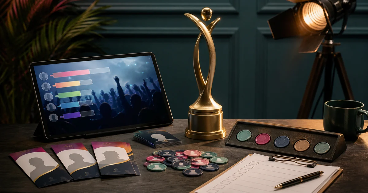 Unique editorial photo for Hum Social Media Awards showing award-contest workflow