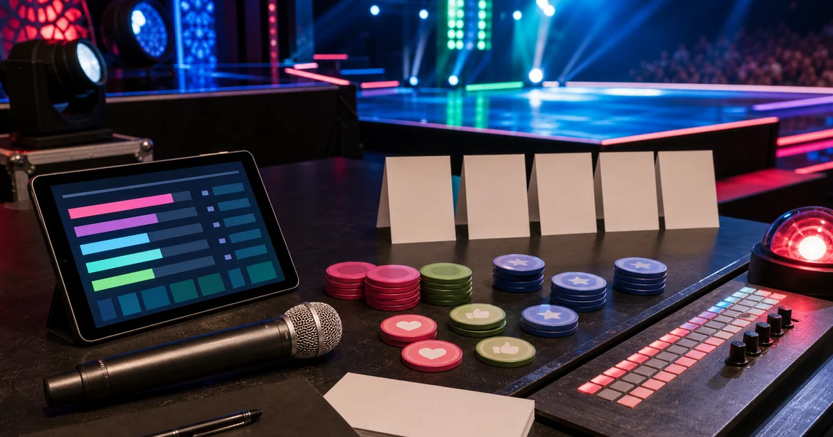 Unique editorial photo for Super Singer Tamil (Vijay TV) showing contest-operations workflow