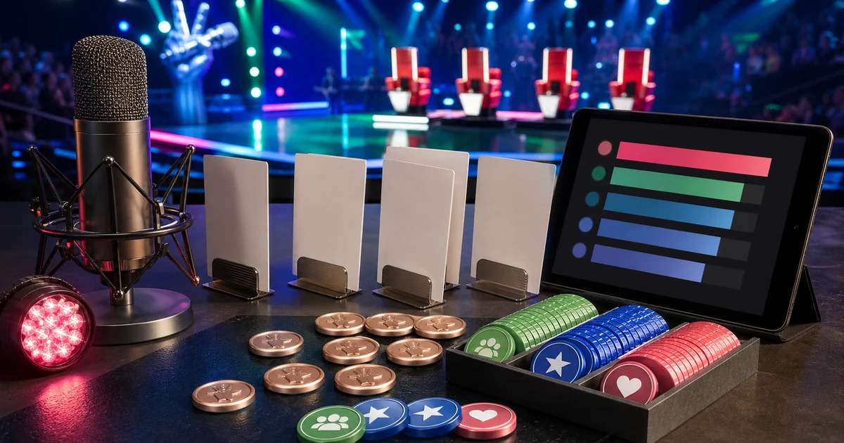 Unique editorial photo for The Voice Brasil showing contest-operations workflow